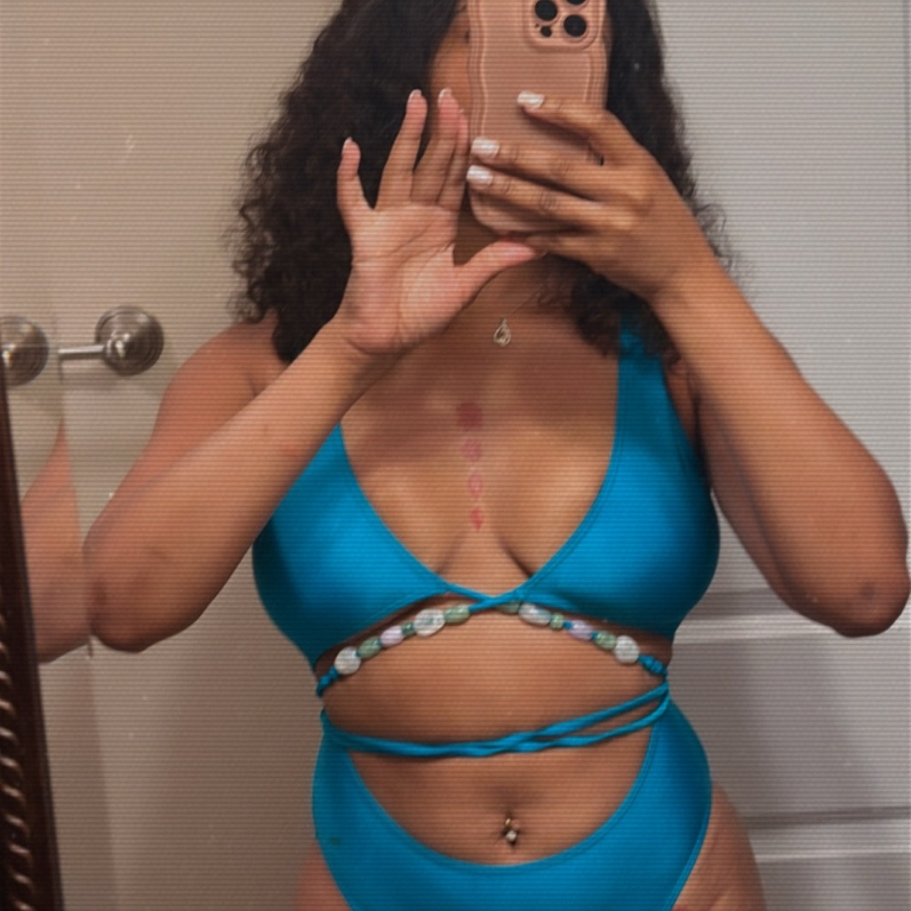 Elegant Blue Women's One Piece Swimsuit